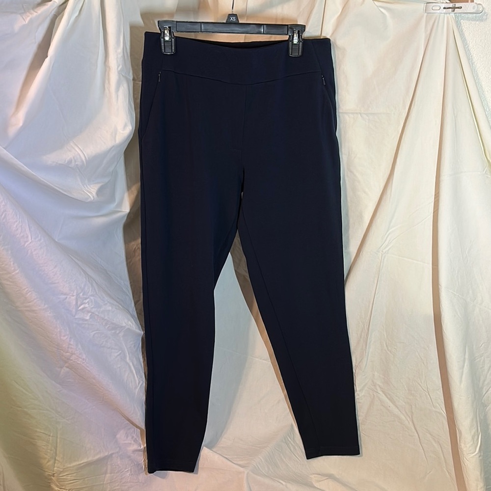 Betabrand Women's navy blue dress Pants yoga pants XL long with pockets euc